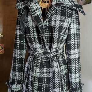 Maurices Black and White Bouclé Plaid Jacket